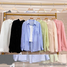 w11-0587 Рубашка женская с блестками в комплекте с майкой, стандарт (до 50), 1 шт