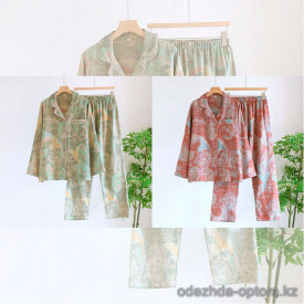 d7-0099 Комплект женской пижамы: рубашка и штаны, M-XL, 1 пачка (3 шт)