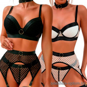 b13-323-1 Комплект нижнего белья 3в1: бюстгальтер, трусики и пажи, S-L, 1 пачка (3 шт)