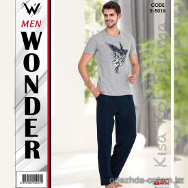e1-e-5016 Wonder men Пижама мужская двойка: штаны и футболка, L-3XL, cotton, 1 пачка (3 шт)