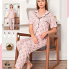 e1-9016 Пижама женская двойка: рубашка и штаны, S-XL, хлопок, 1 пачка (4 шт)