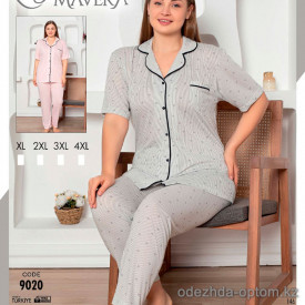 e1-9020 Пижама женская двойка: рубашка и штаны, XL-4XL, хлопок, 1 пачка (4 шт)