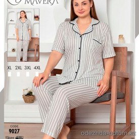 e1-9027-1 Пижама женская двойка: рубашка и штаны, XL-4XL, хлопок, 1 пачка (4 шт)