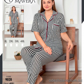 e1-9028 Пижама женская двойка: рубашка и штаны, XL-4XL, хлопок, 1 пачка (4 шт)