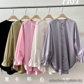 w35-7303 Рубашка женская классическая без воротника, х/б, стандарт (до 60), 1 шт