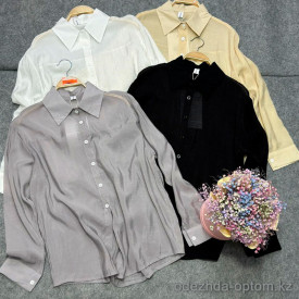 w6-0805 Рубашка женская однотонная с длинными рукавами, стандарт (42-46), 1 шт