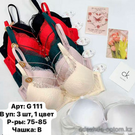 b6-G111 Lavolle Бюстгальтер кружевной на тонком поролоне, чашка B, 1 пачка (3 шт)