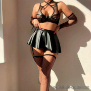 b16-31802 Комплект белья для ролевых игр 5в1 (юбка, топ, стринги, перчатки и чекер), S-L, 1 пачка (3 шт)