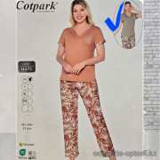 b4-14473 Cotpark Комплект женской домашней одежды: футболка и штаны, M-2XL, 1 пачка (4 шт)