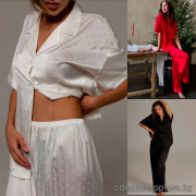 b15-9173-1 Комплект женской шелковой пижамы: рубашка и штаны, M-XL, 1 пачка (3 шт)