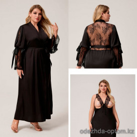 b15-381 Сорочка шелковая в комплекте с халатом для полных дам, 2XL-4XL, 1 пачка (3 шт) b15-381 Сорочка шелковая в комплекте с халатом для полных дам, 2XL-4XL, 1 пачка (3 шт)