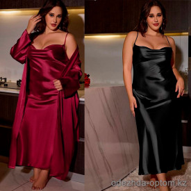 b15-7014 Сорочка шелковая в комплекте с халатом для полных дам, 2XL-4XL, 1 пачка (3 шт) b15-7014 Сорочка шелковая в комплекте с халатом для полных дам, 2XL-4XL, 1 пачка (3 шт)