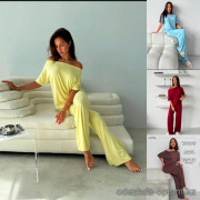 b15-71323 Комплект женской одежды: кофта с декольте и штаны, стандарт, 1 пачка (3 шт)