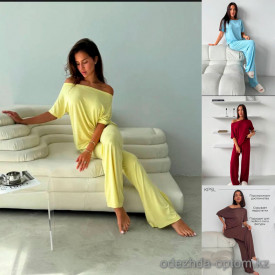 b15-71323 Комплект женской одежды: кофта с декольте и штаны, стандарт, 1 пачка (3 шт)