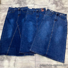 j3-0618 Юбка женская джинсовая с разрезом, S-XL, 1 пачка (4 шт)
