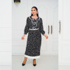 w15-0414 Платье женское с орнаментом и рюшками, шелк, большие размеры, 1 шт