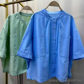 w20-1218 Рубашка женская однотонная свободного кроя, стандарт (44-54), 1 шт
