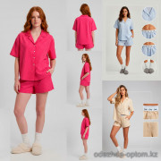 d7-1527 Комплект женской пижамы: рубашка и шорты, M-L, 1 пачка (2 шт)
