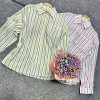 w6-0858 Рубашка женская в полоску с длинными рукавами, стандарт (44-50), 1 шт
