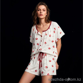 b15-1492-1 Комплект женской одежды для сна: кофта и шорты, M-XL, 1 пачка (3 шт)