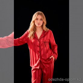 b15-8827-1 Комплект женской шелковой пижамы: рубашка и штаны, L-XL, 1 пачка (2 шт)