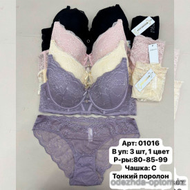 b6-01016 Miss Wicasa Комплект кружевного нижнего белья: бюстгальтер на тонком поролоне и трусики, чашка C, 1 пачка (3 шт)