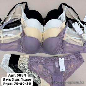 b6-0884 Miss Wicasa Комплект кружевного нижнего белья: бюстгальтер на тонком поролоне и трусики, чашка B, 1 пачка (3 шт)