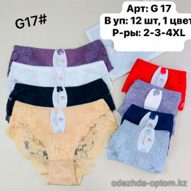 b6-G17 Трусики женские кружевные, большие размеры, 2XL-4XL, 1 пачка (12 шт)