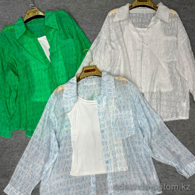 w26-0806 Рубашка женская прозрачная в комплекте с топом на бретельках, стандарт, 1 шт