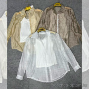 w26-0808 Рубашка женская прозрачная в комплекте с топом на бретельках, стандарт, 1 шт