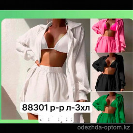 z4-88301 Пляжный костюм женский: рубашка и шорты, L-3XL, 1 пачка (4 шт)