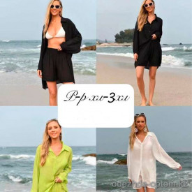 z4-a62456 Пляжный костюм женский двойка: рубаха и шорты, XL-3XL, 1 пачка (3 шт)