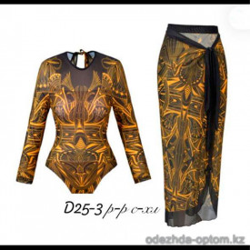 z4-D25-3 Купальник женский слитный с юбкой, S-XL, 1 пачка (4 шт)