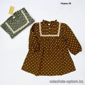 d1-sx-3 Платье детское в горошек, 5-9 лет, хлопок, 1 пачка (5 шт)