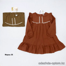 d1-sx-5 Платье детское однотонное, 5-9 лет, хлопок, 1 пачка (5 шт)