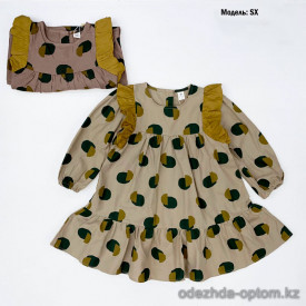 d1-sx-6 Платье детское в горох, 5-9 лет, хлопок, 1 пачка (5 шт)