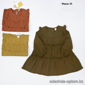 d1-sx-7 Платье детское однотонное, 5-9 лет, хлопок, 1 пачка (5 шт)