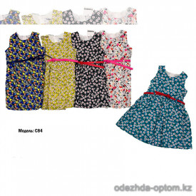 d1-c84 Платье детское в цветочек, 2-7 лет, х/б, 1 пачка (6 шт)