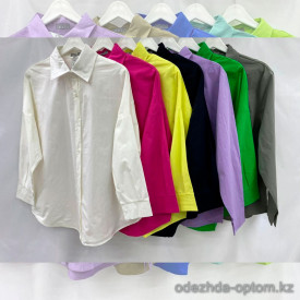 w1-0502 Рубашка женская однотонная свободного кроя, стандарт (46-52), 1 шт