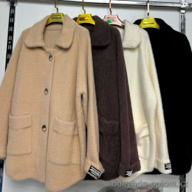 w3-0420 Пальто женское однотонное с карманами, оверсайз, 1 шт