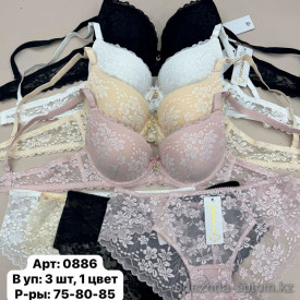 b6-0886 Miss Wicasa Комплект кружевного нижнего белья: бюстгальтер и трусики, чашка B, 1 пачка (3 шт)