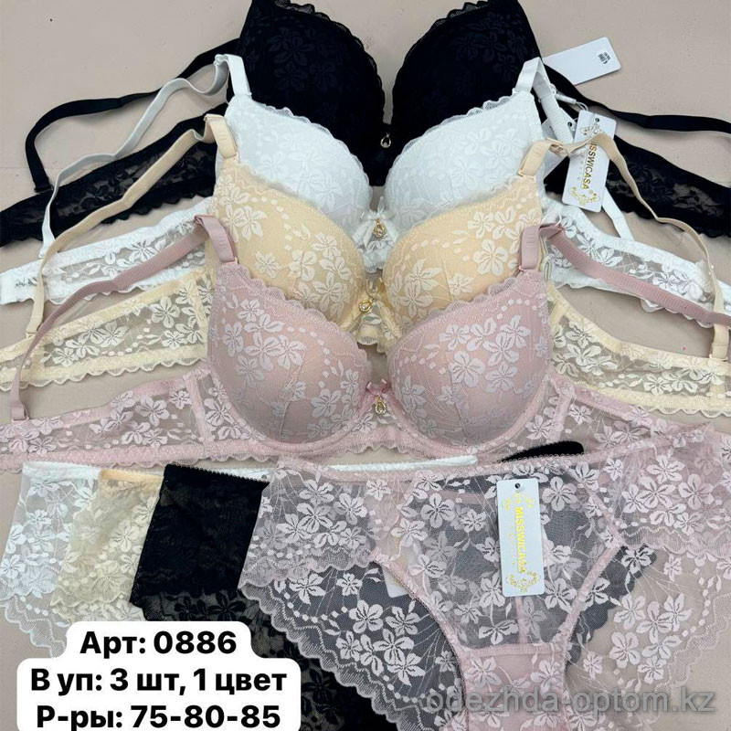 b6-0886 Miss Wicasa Комплект кружевного нижнего белья: бюстгальтер и трусики, чашка B, 1 пачка (3 шт) b6-0886 Miss Wicasa Комплект кружевного нижнего белья: бюстгальтер и трусики, чашка B, 1 пачка (3 шт)