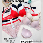 b6-K0959 Miss Wicasa Комплект кружевного нижнего белья: бюстгальтер и трусики, чашка C, 1 пачка (3 шт)