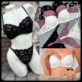 b5-505-2 Комплект кружевного нижнего белья: бюстгальтер на толстом поролоне и стринги, 1 пачка (3 шт) b5-505-2 Комплект кружевного нижнего белья: бюстгальтер на толстом поролоне и стринги, 1 пачка (3 шт)