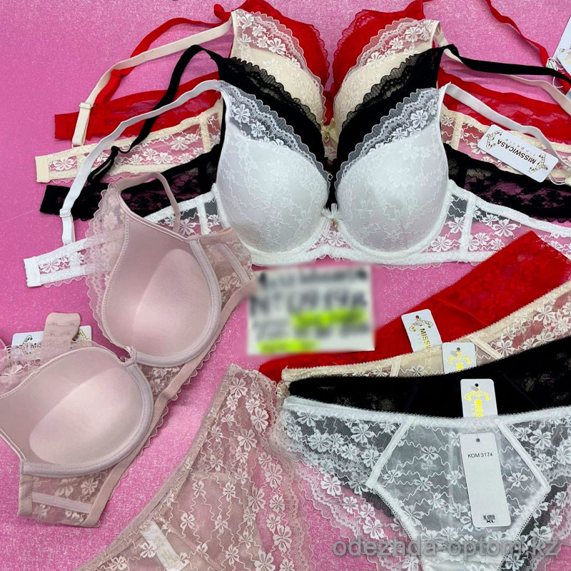 b6-0919 Miss Wicasa Комплект кружевного нижнего белья: бюстгальтер с пуш-ап и трусики, чашка B, 1 пачка (3 шт) b6-0919 Miss Wicasa Комплект кружевного нижнего белья: бюстгальтер с пуш-ап и трусики, чашка B, 1 пачка (3 шт)