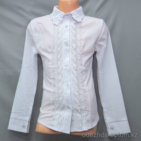 d10-1628 Школьная блузка для девочки, длинный рукав, 32-40, 1 пачка (5 шт)
